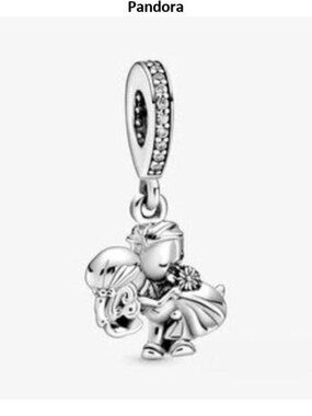 New Pandora Married couple sterling silver dangle with clear cubic charm